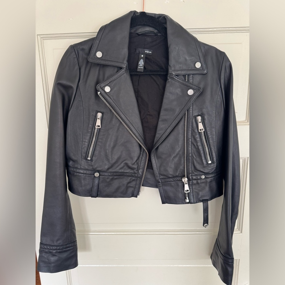Aqua leather jacket